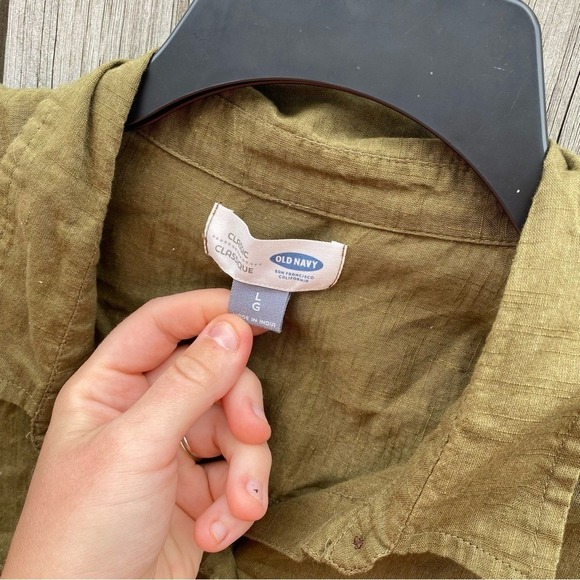 Old Navy Womens Olive Green Utility Button Down Long Sleeve Shirt Size L - Picture 4 of 4